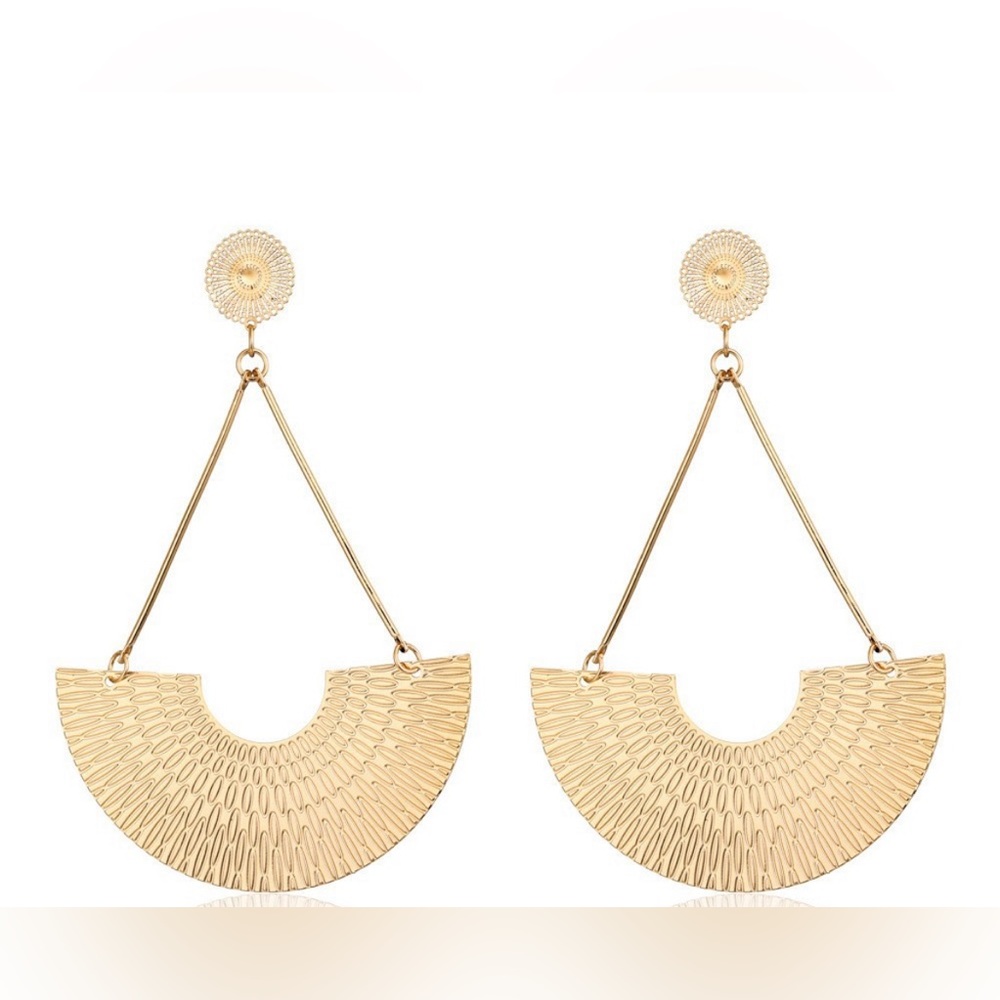 Gold Tone Fan Earrings
